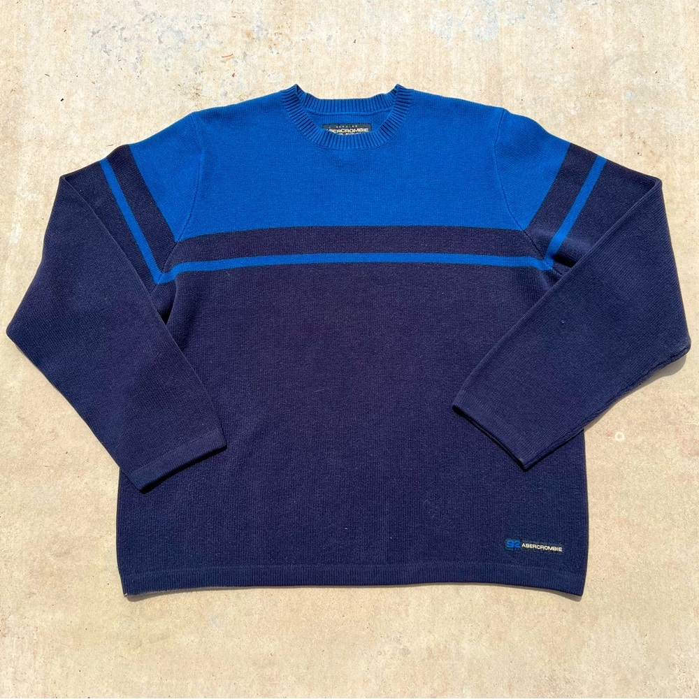 Abercrombie & Fitch Men's Blue and Black Sweater